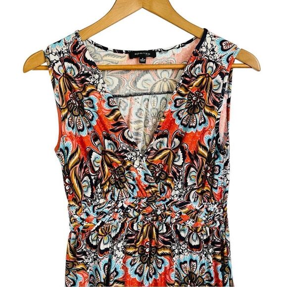 Spense Sleeveless Size S Multicolor Floral Pattern V Neck Sheath Dress - Picture 2 of 9